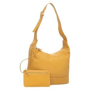 Authentic LOEWE Shoulder Bag Leather Yellow Gold